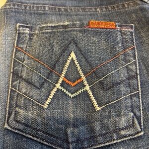 7 For All Mankind Blue Jeans with Orange Stitching